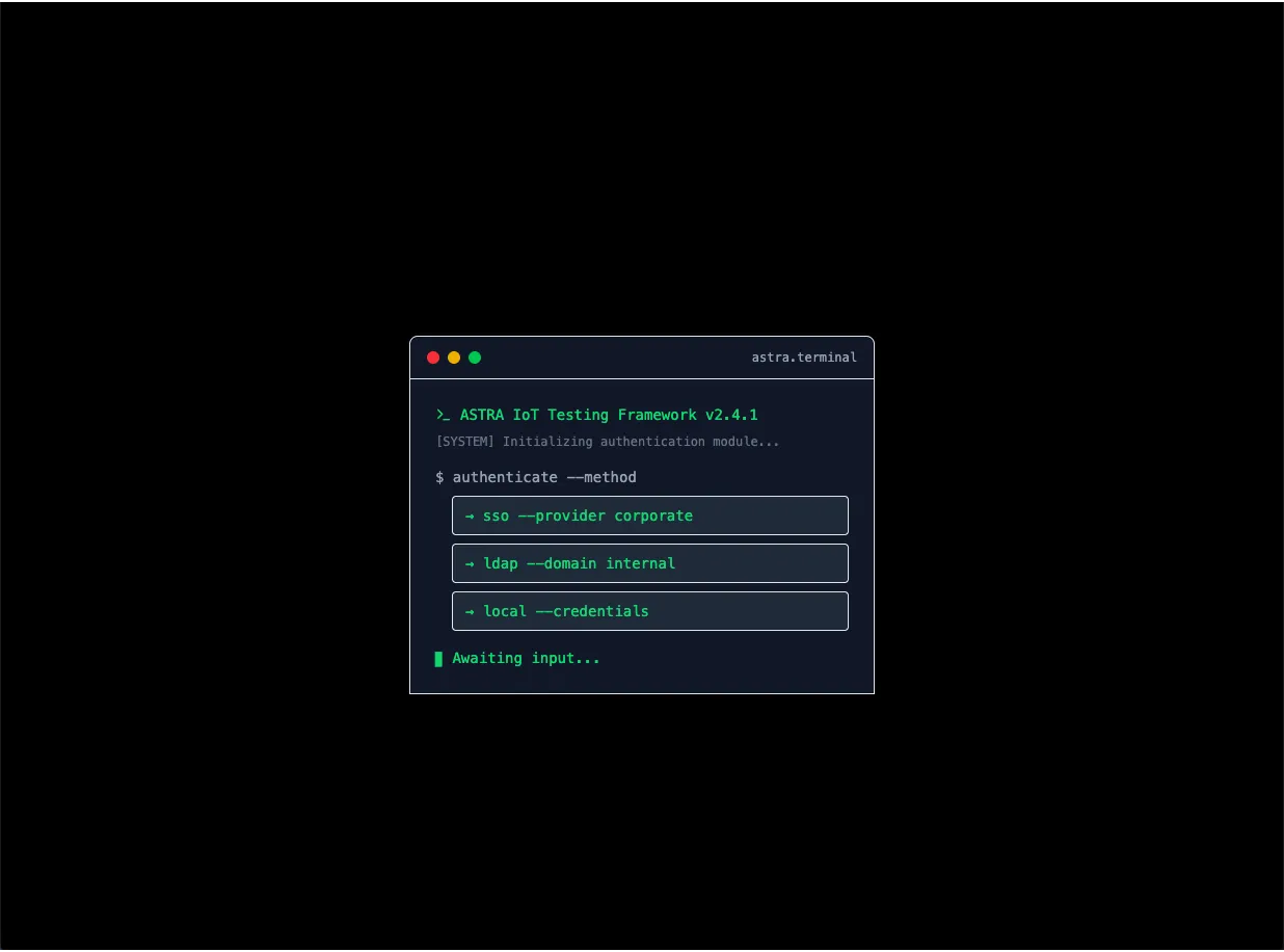 Astra operator login and station selection screen