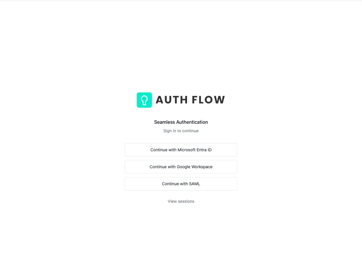 AuthFlow login screen — unified SSO entry point