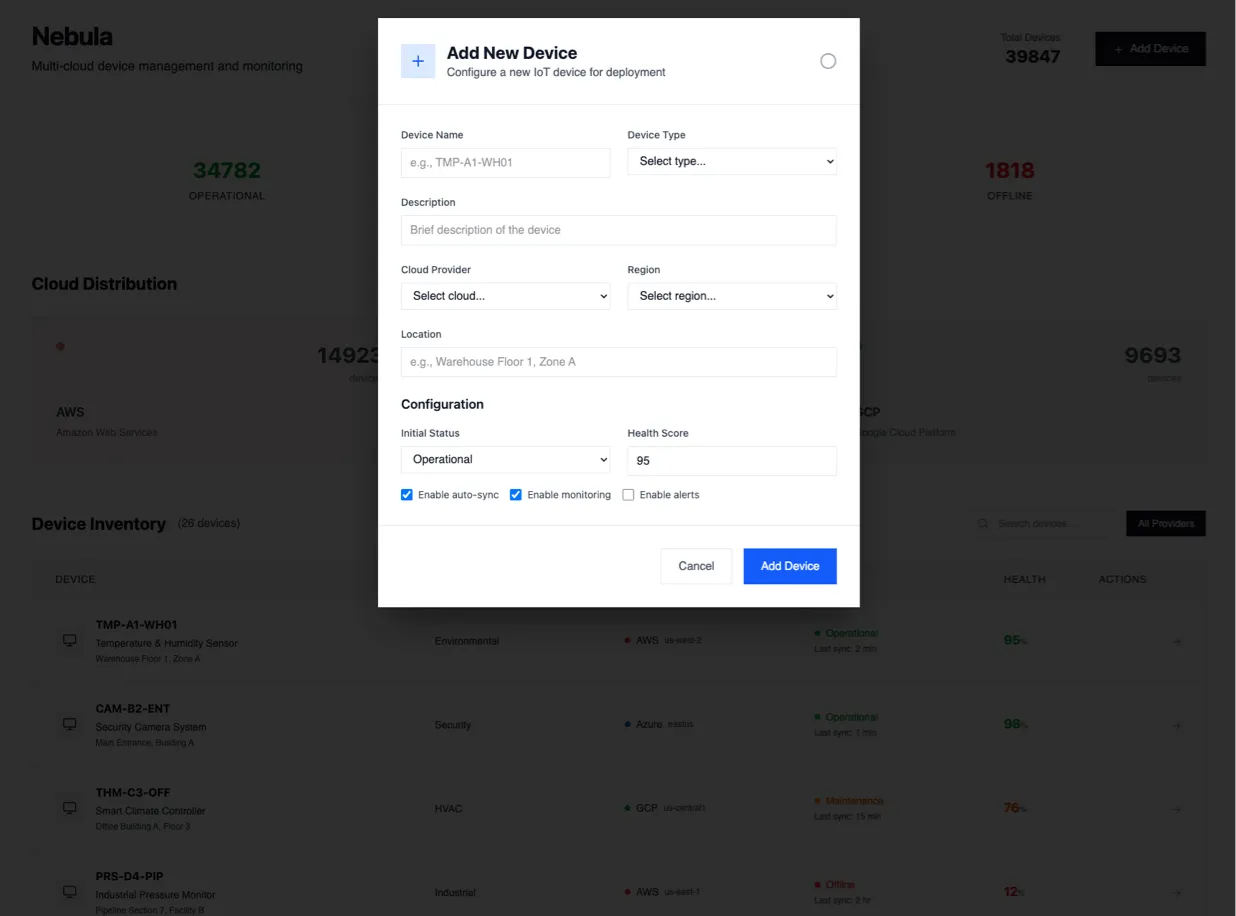 Nebula device provisioning and onboarding flow