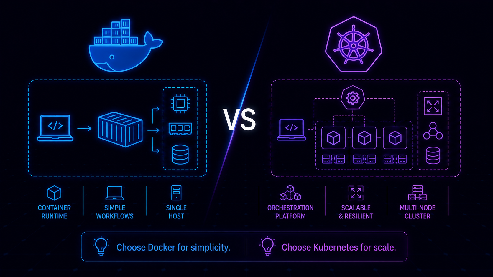Docker vs Kubernetes | Understanding the Difference and When to Use Each