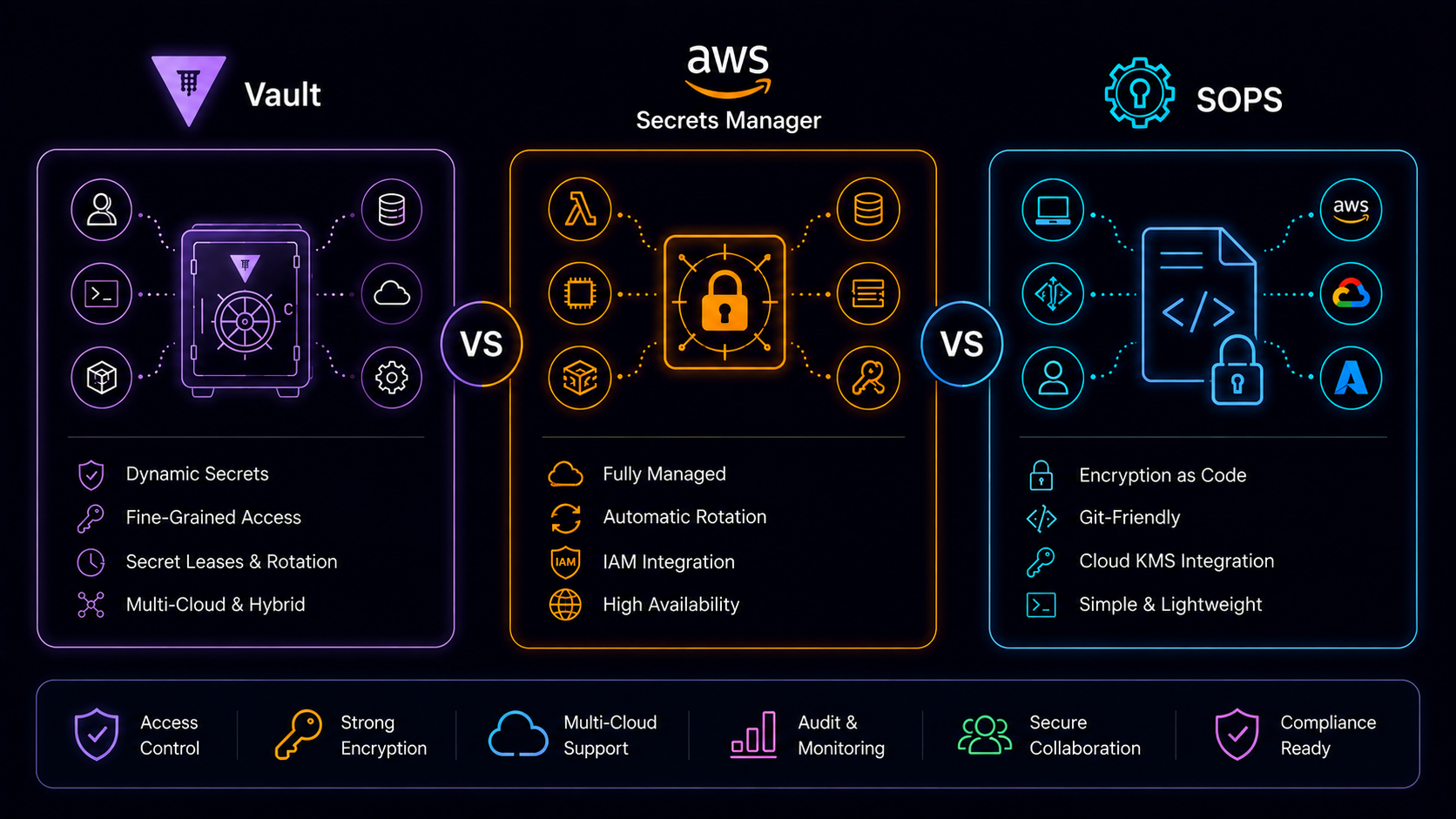 Secrets Management: Vault vs AWS Secrets Manager vs SOPS
