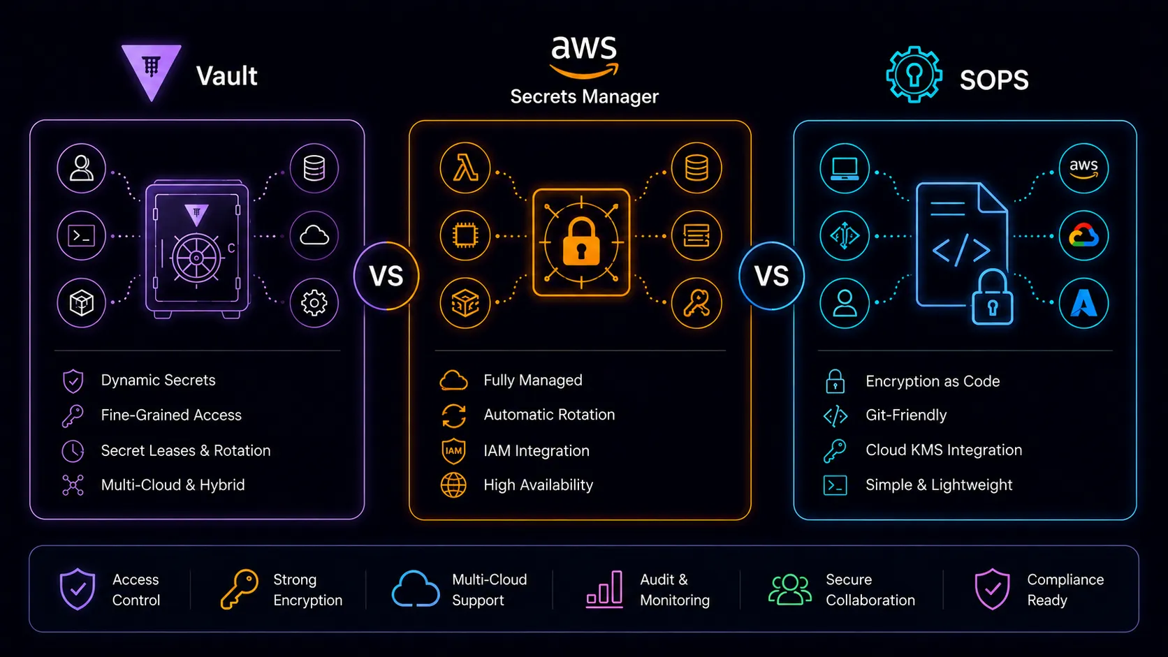 Secrets Management: Vault vs AWS Secrets Manager vs SOPS